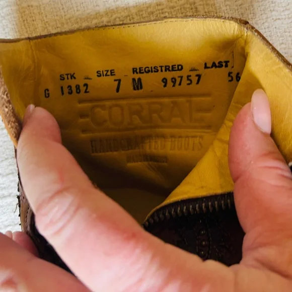 Corral Distressed Brown Leather Cowboy Boots Women’s Size 7 M Stk G1382 - Picture 12 of 12